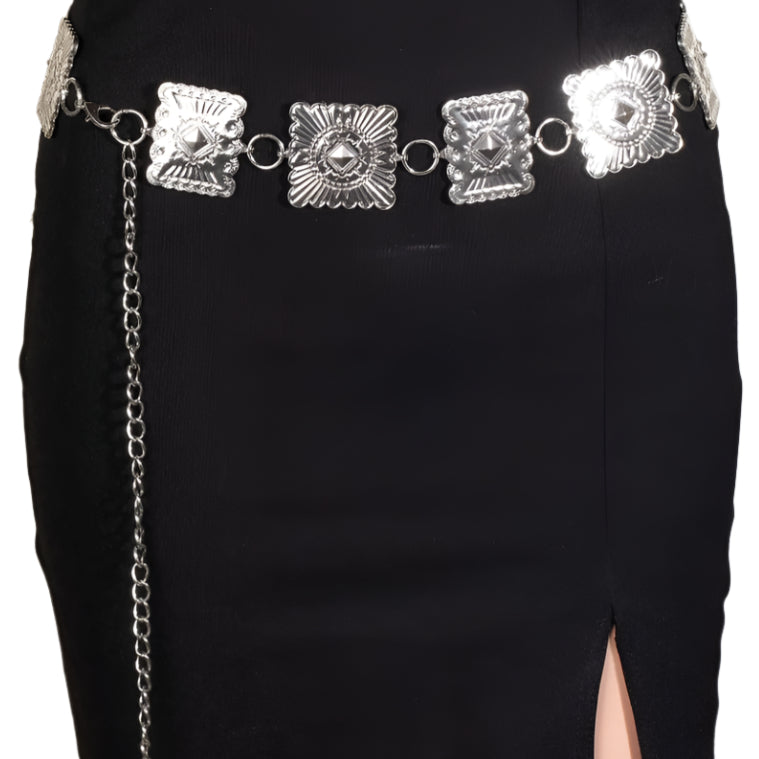Square Western Concho Chain Belt