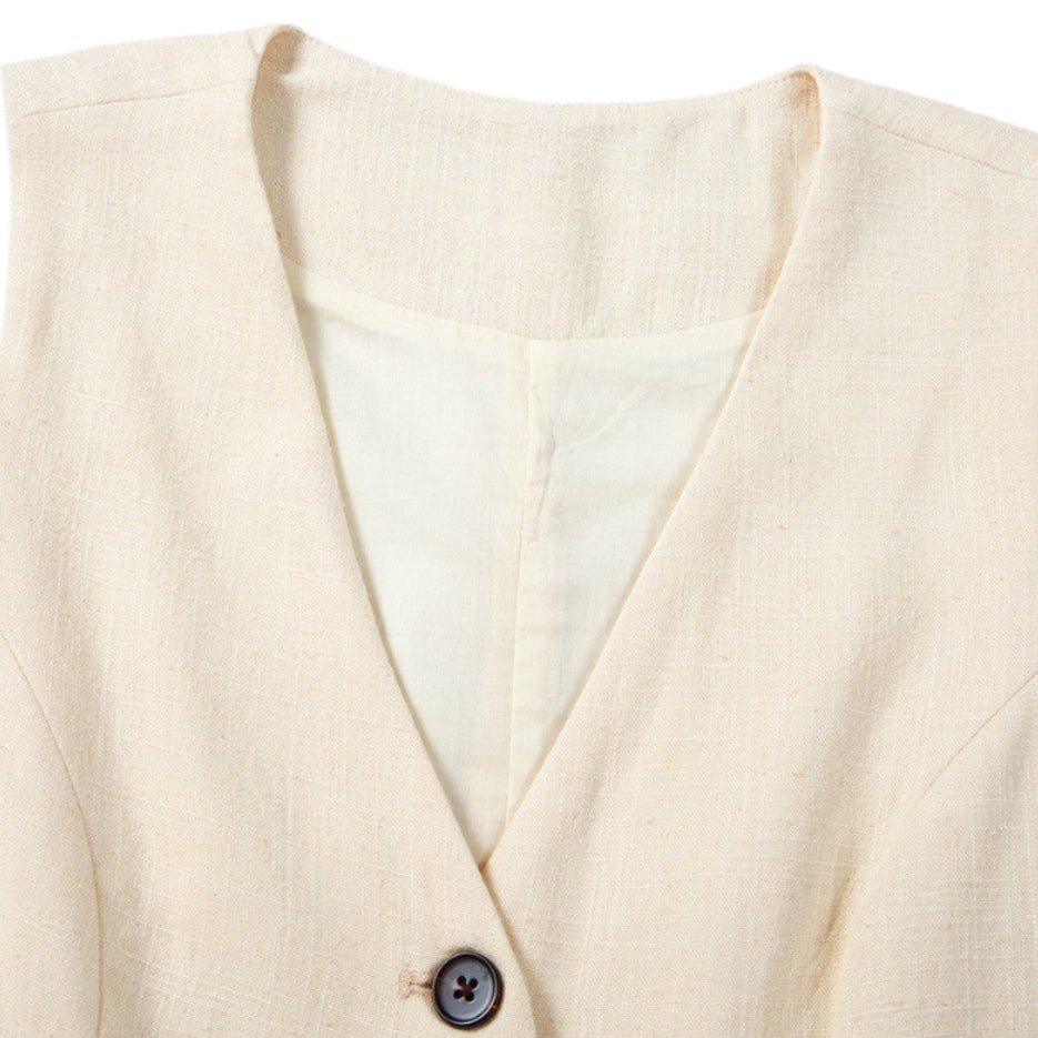 Buttoned V Neck Vest