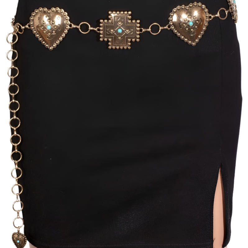 Turquoise Heart Concho Belt