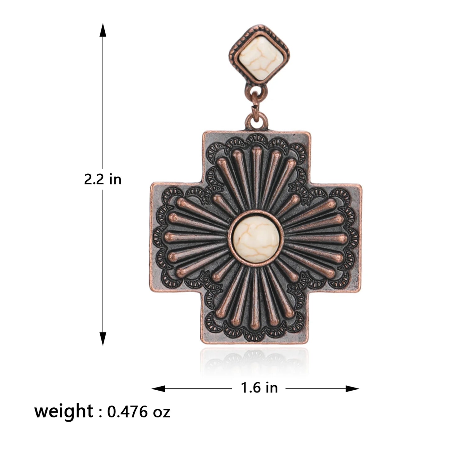 Cross Shape Earrings - White