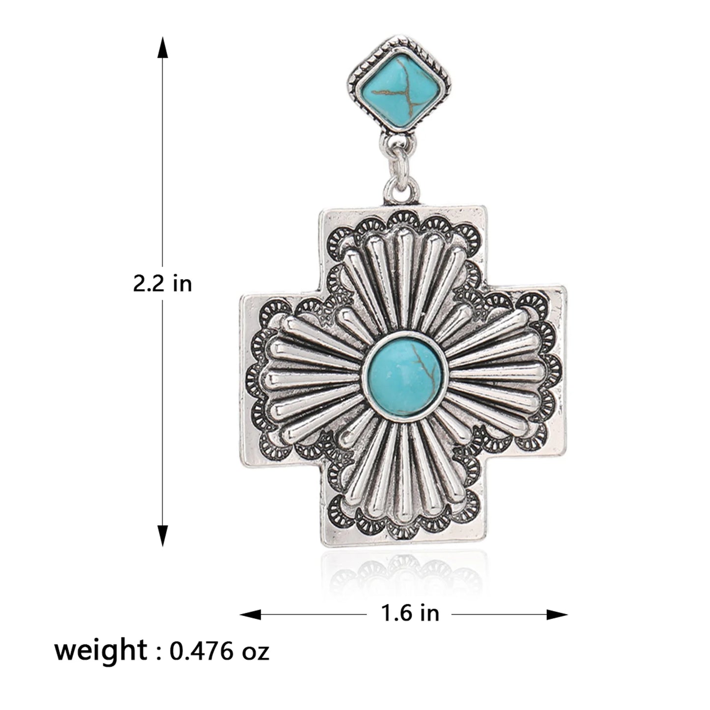 Cross Shape Earrings - Turquoise