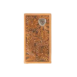 Men's Rodeo Style Wallet Floral Embossing Logo Natural