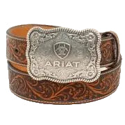 Floral Embossed Leather Belt