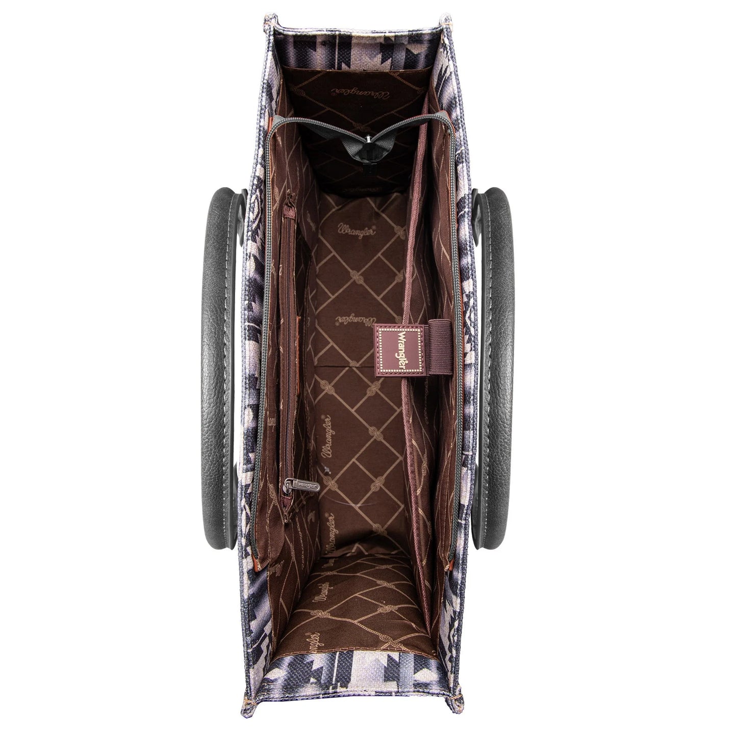 Southwestern Canvas Wide Tote - Black