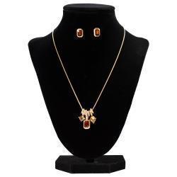 Necklace and Earring Set Gemstone Charms Gold