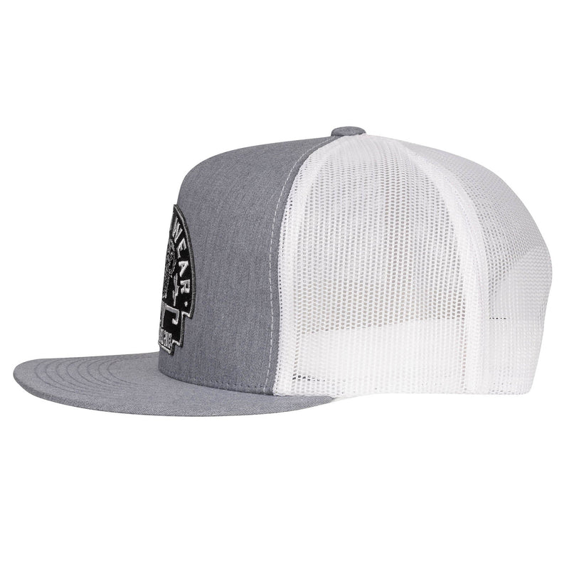 Grey & White 4" Black Arrowhead Cap