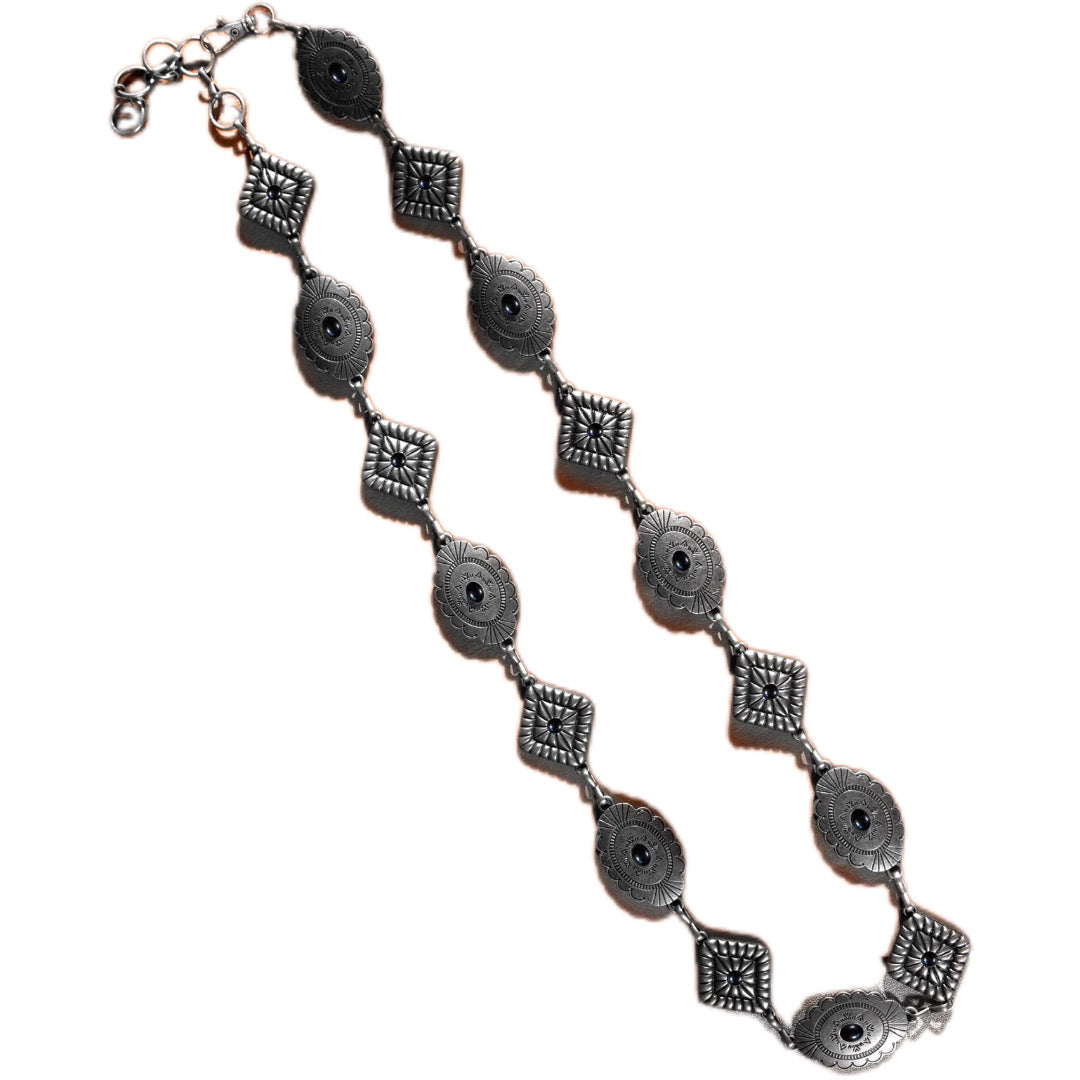 Western Stone Concho Chain Belt - Black