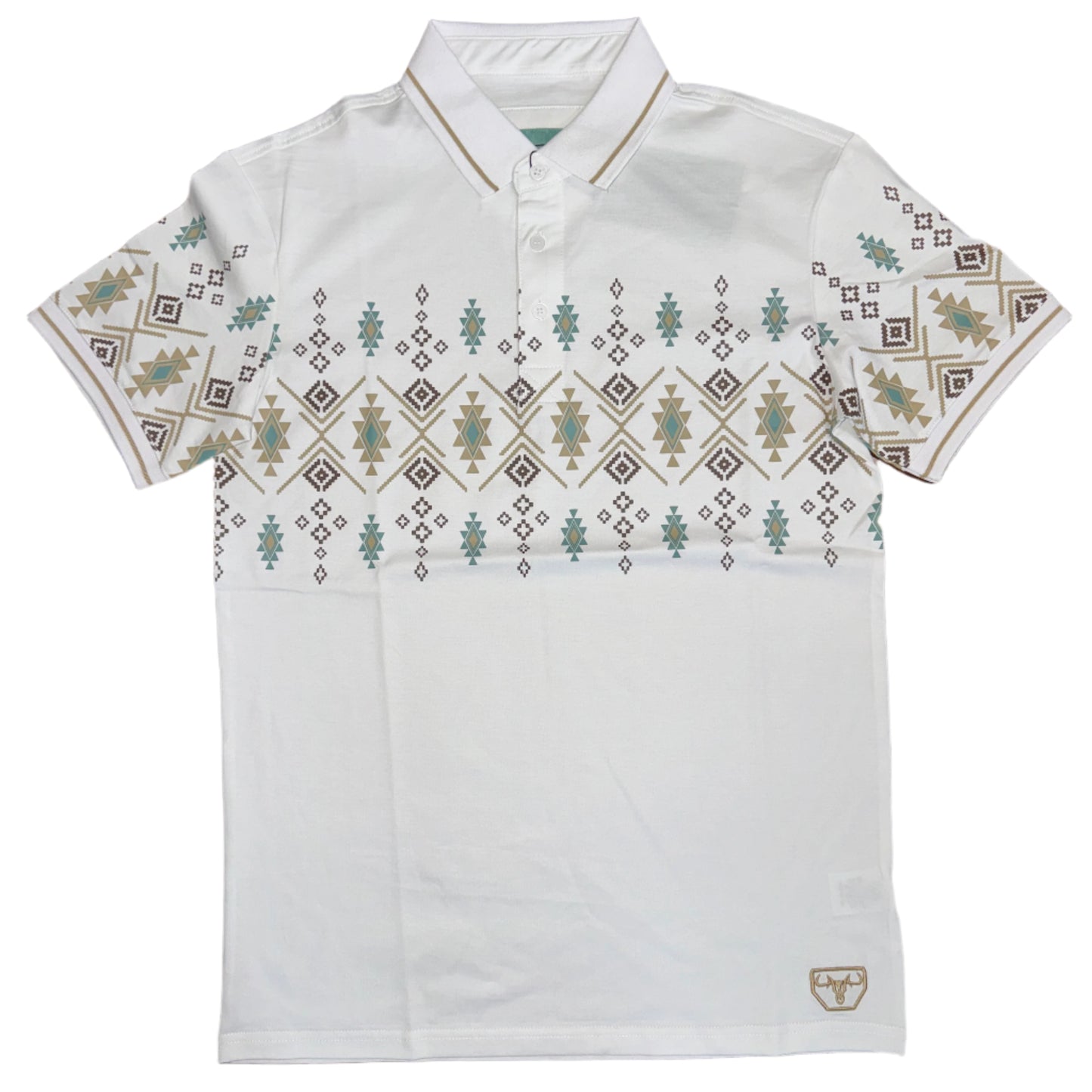 Aztec Polo - White/Tan