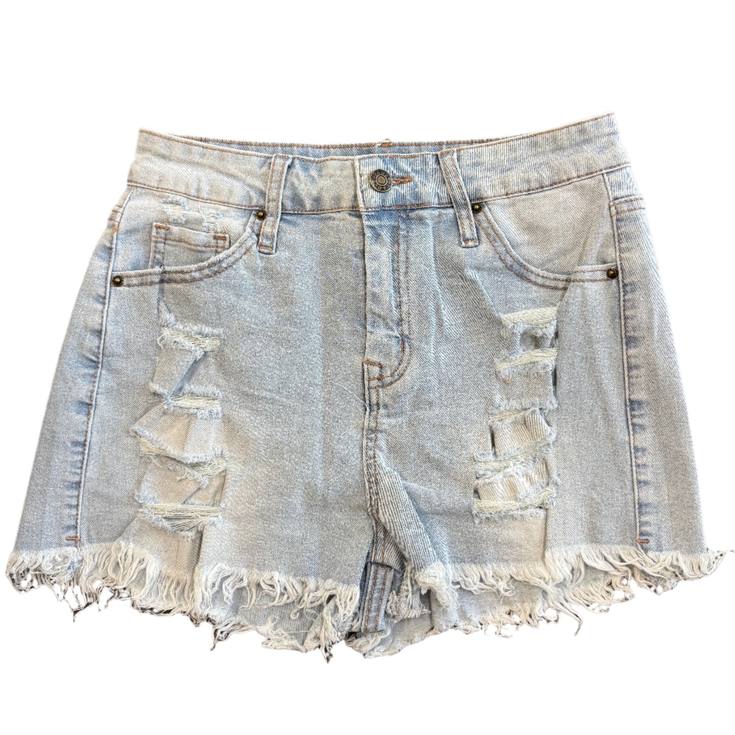 Ripped Hem High Waist Shorts