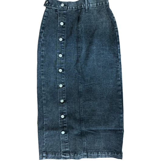 Black Denim Midi Skirt