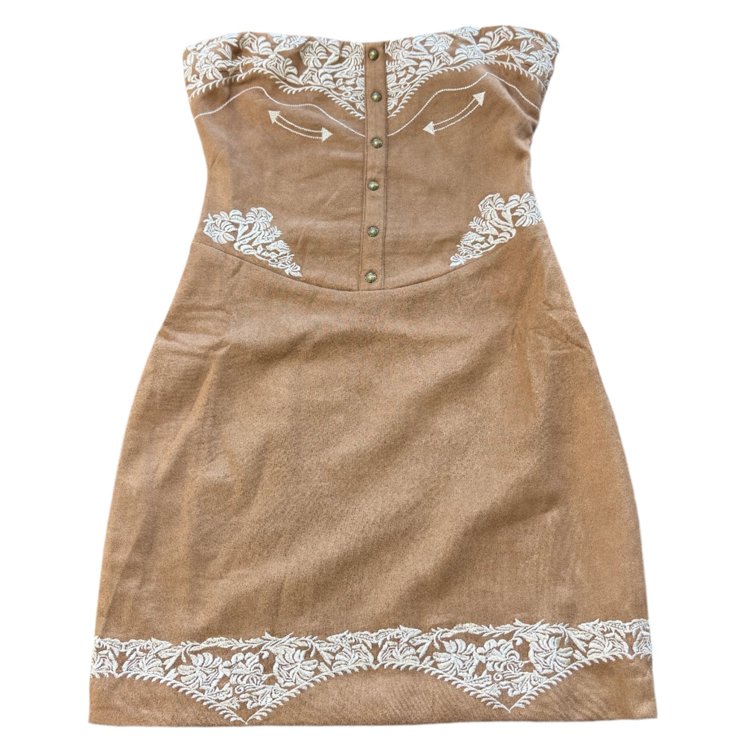Embroidered Suede Mini Dress