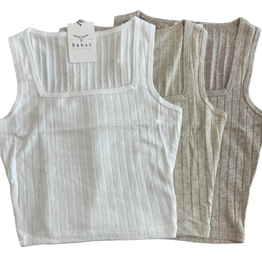 SALE - Ribbed Square Neck Top