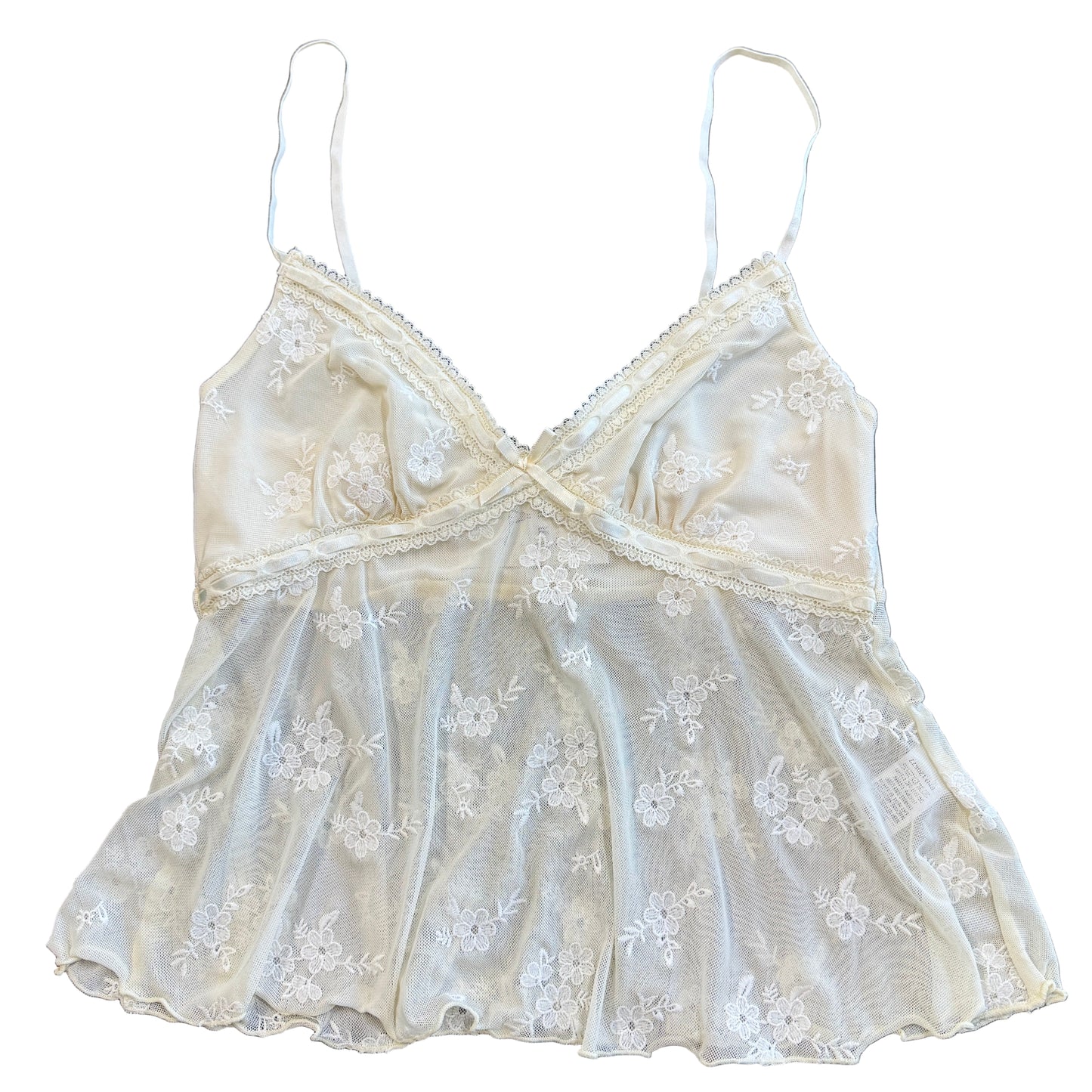 Embroidered Mesh Cami Top