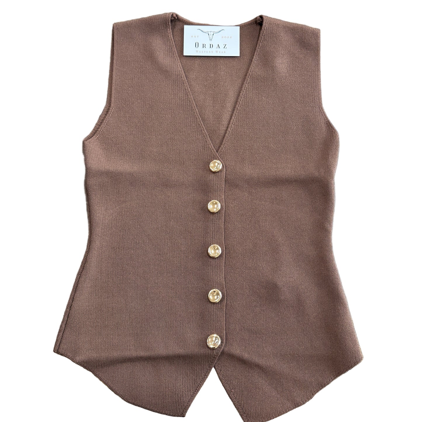 Gold Buttons Knit Vest Top