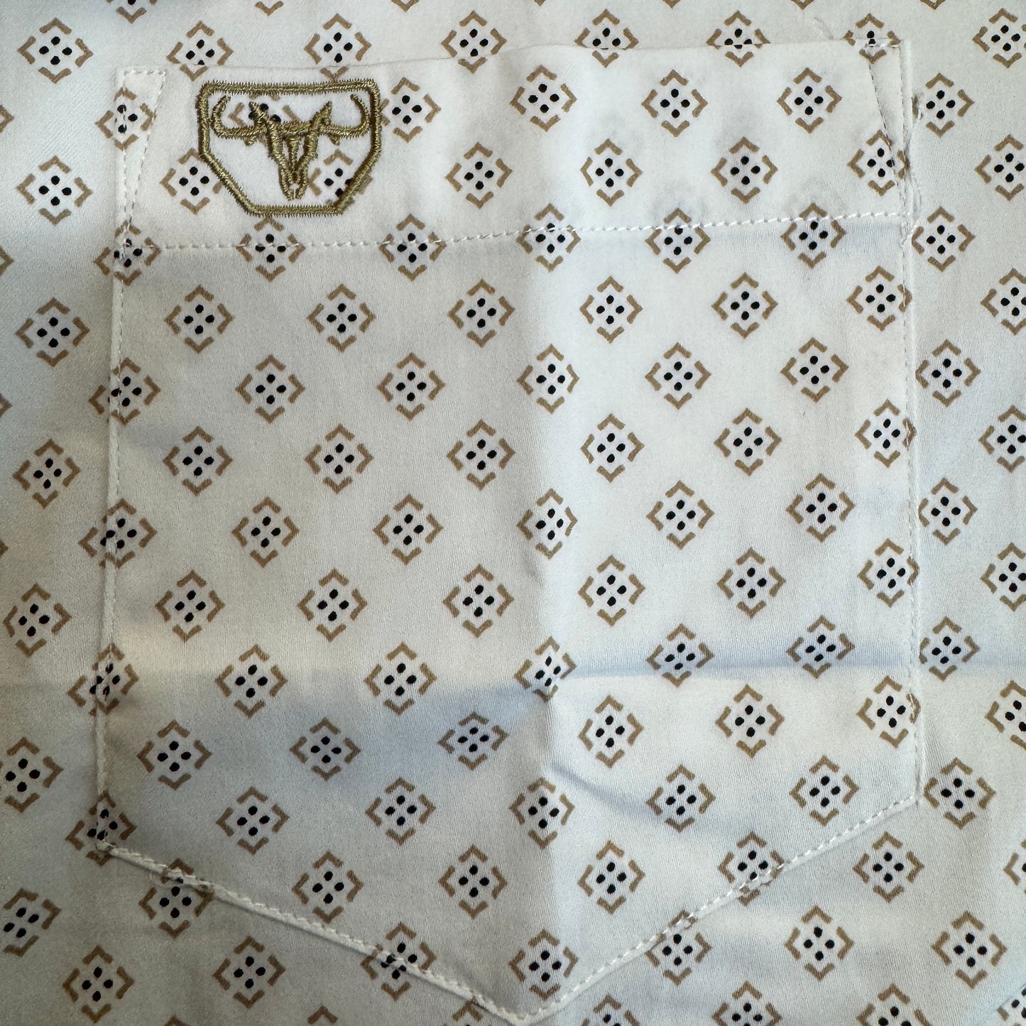 Satin Cotton White & Beige L/S