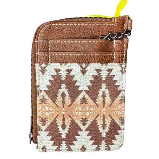 Southwestern Art Print Mini Zip Card Case Light Coffee