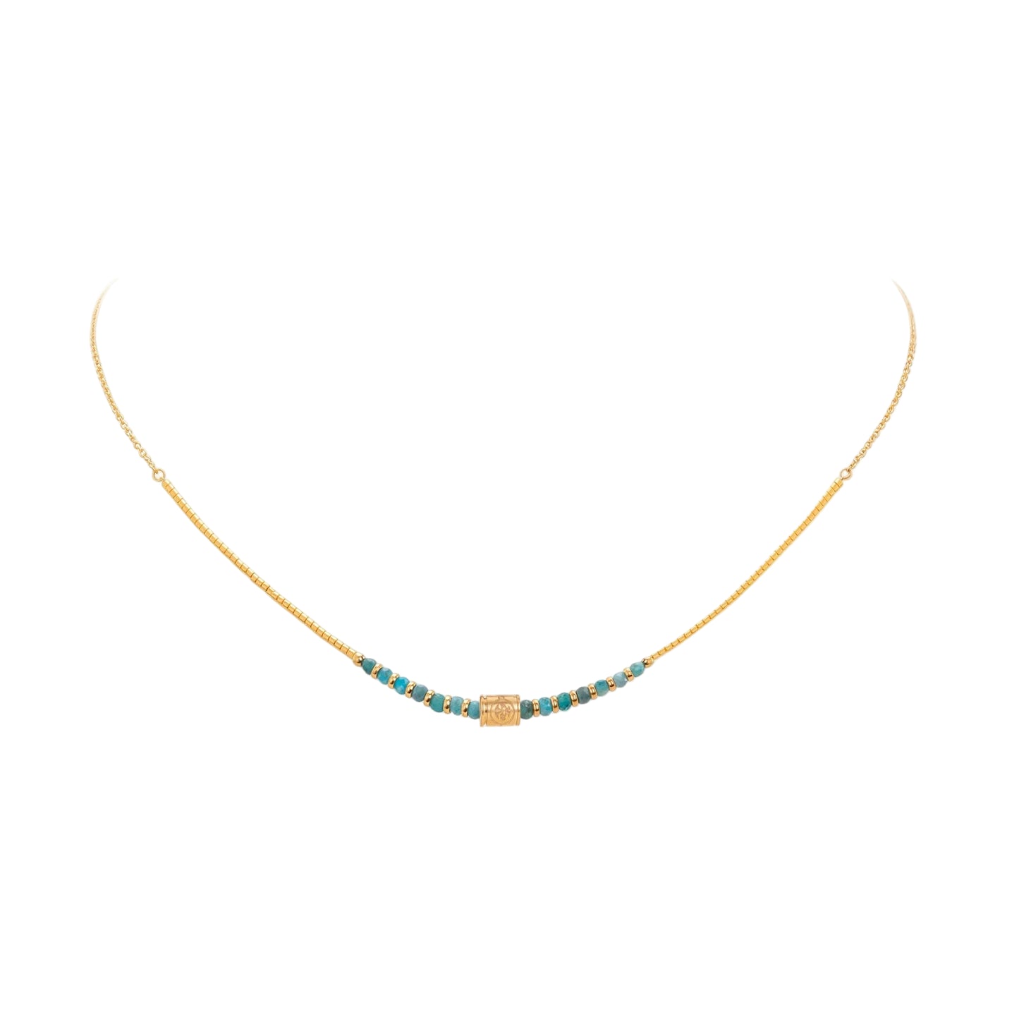14K Chain Boho Necklace - Turquoise