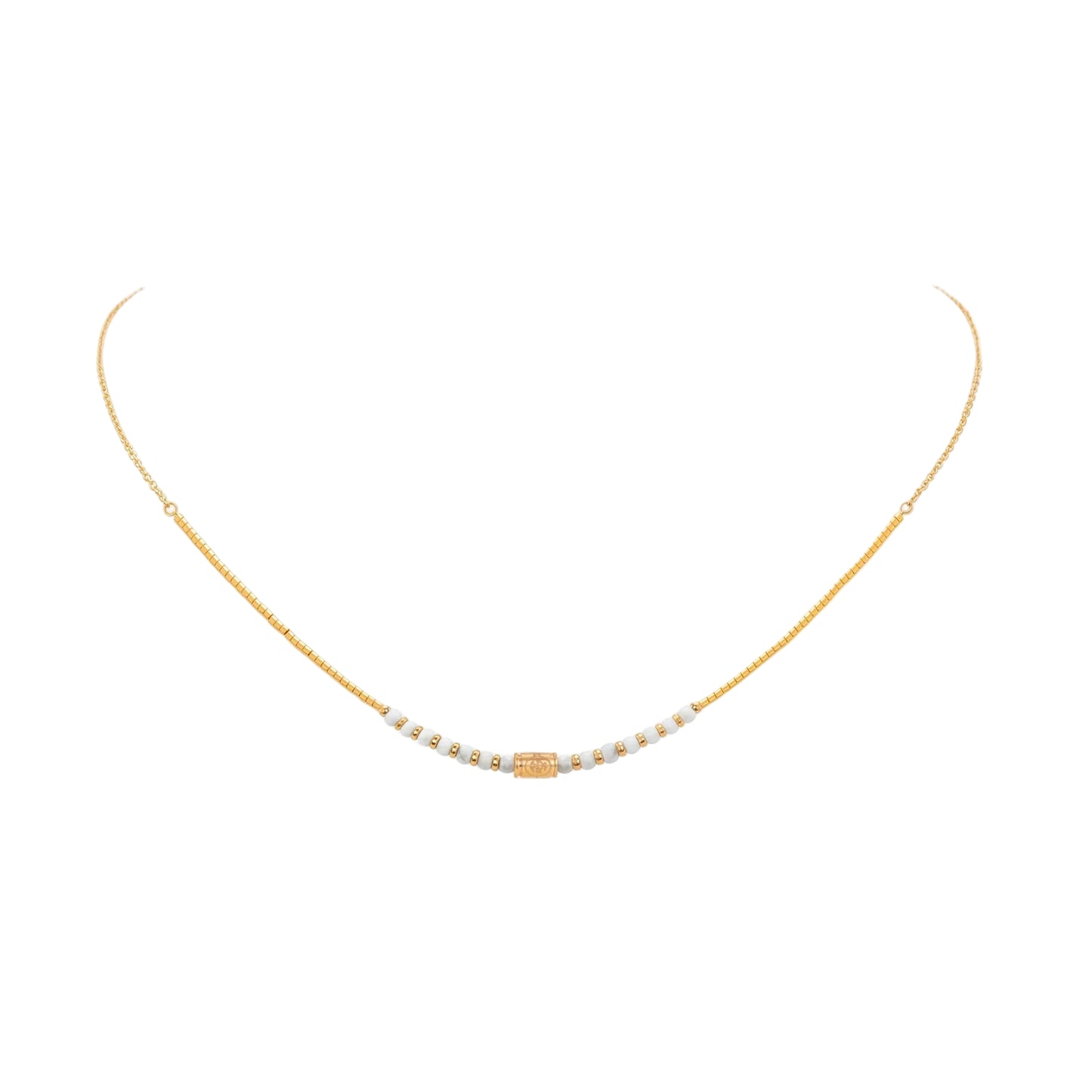 14K Chain Boho Necklace - White