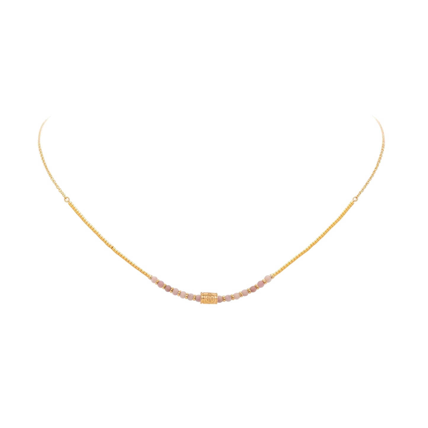 14K Chain Boho Necklace - Pink