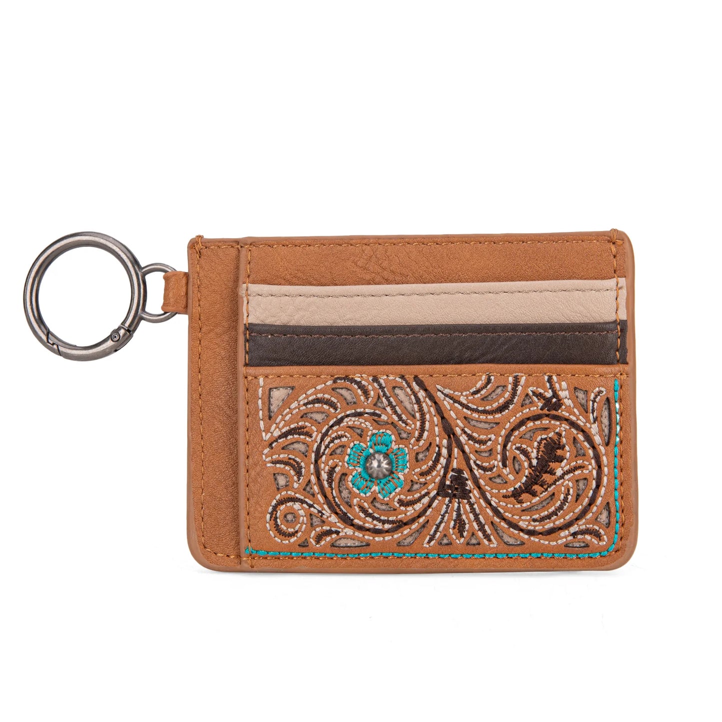 Floral Mini Card Case - Brown