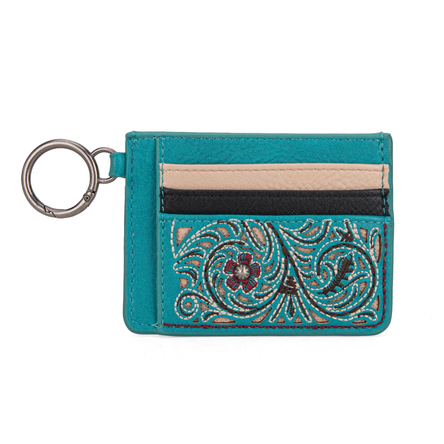 Floral Mini Card Case - Turquoise