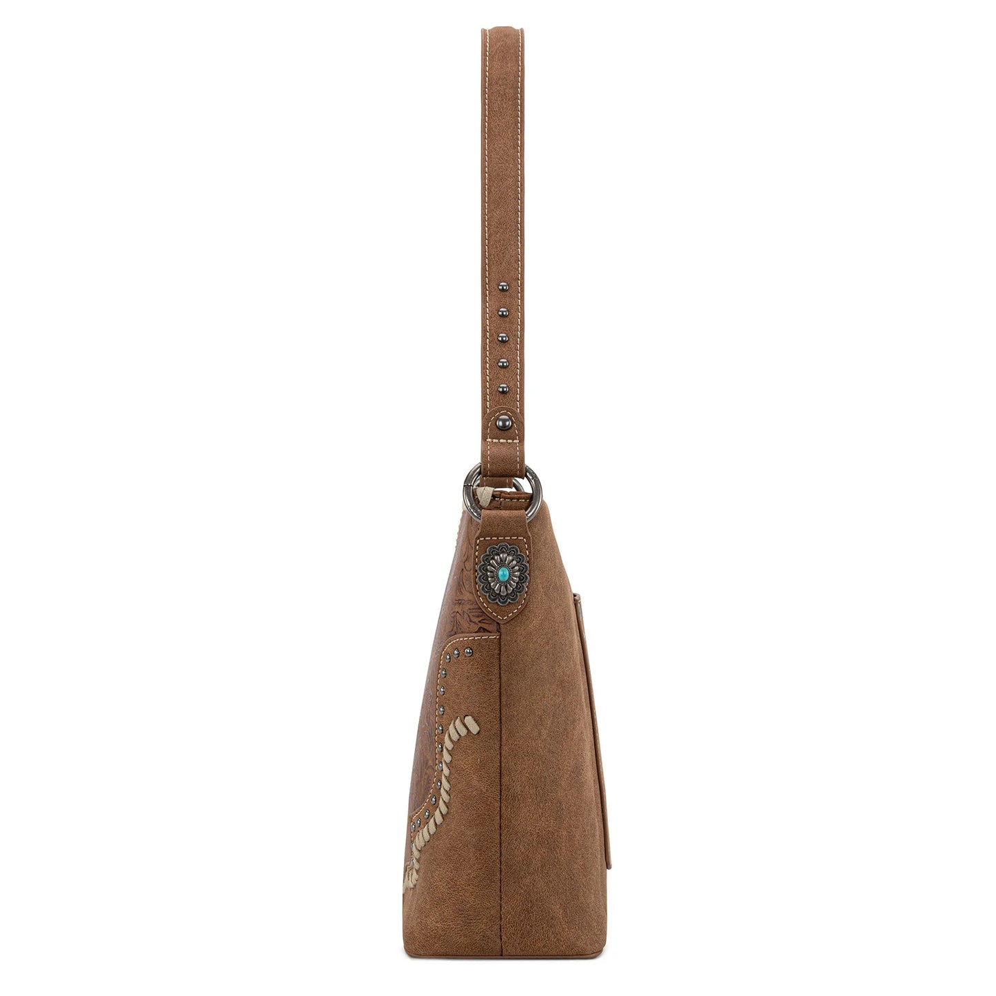 Embossed Hobo Bag - Brown