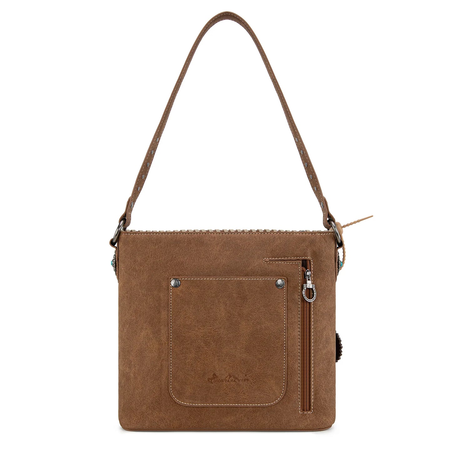 Embossed Hobo Bag - Brown