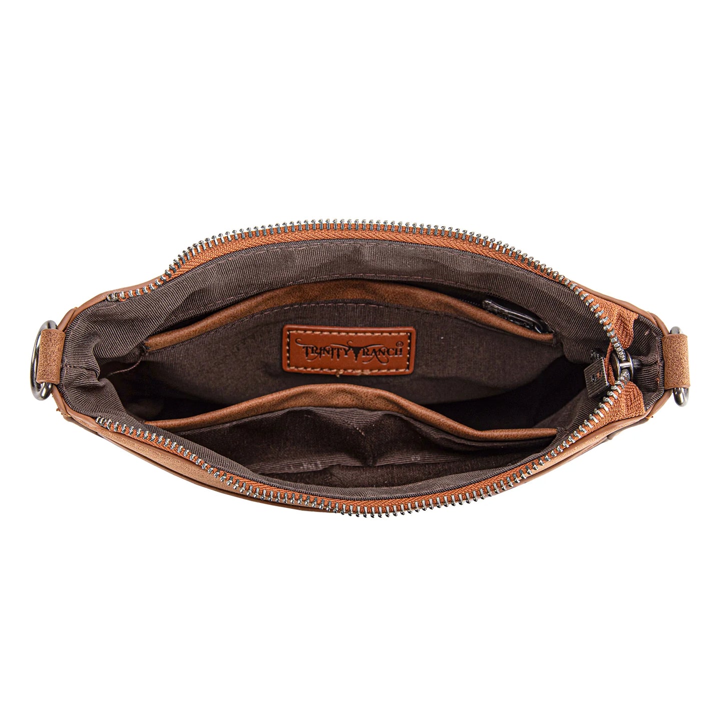 Floral Aztec Tooled Crossbody - Brown