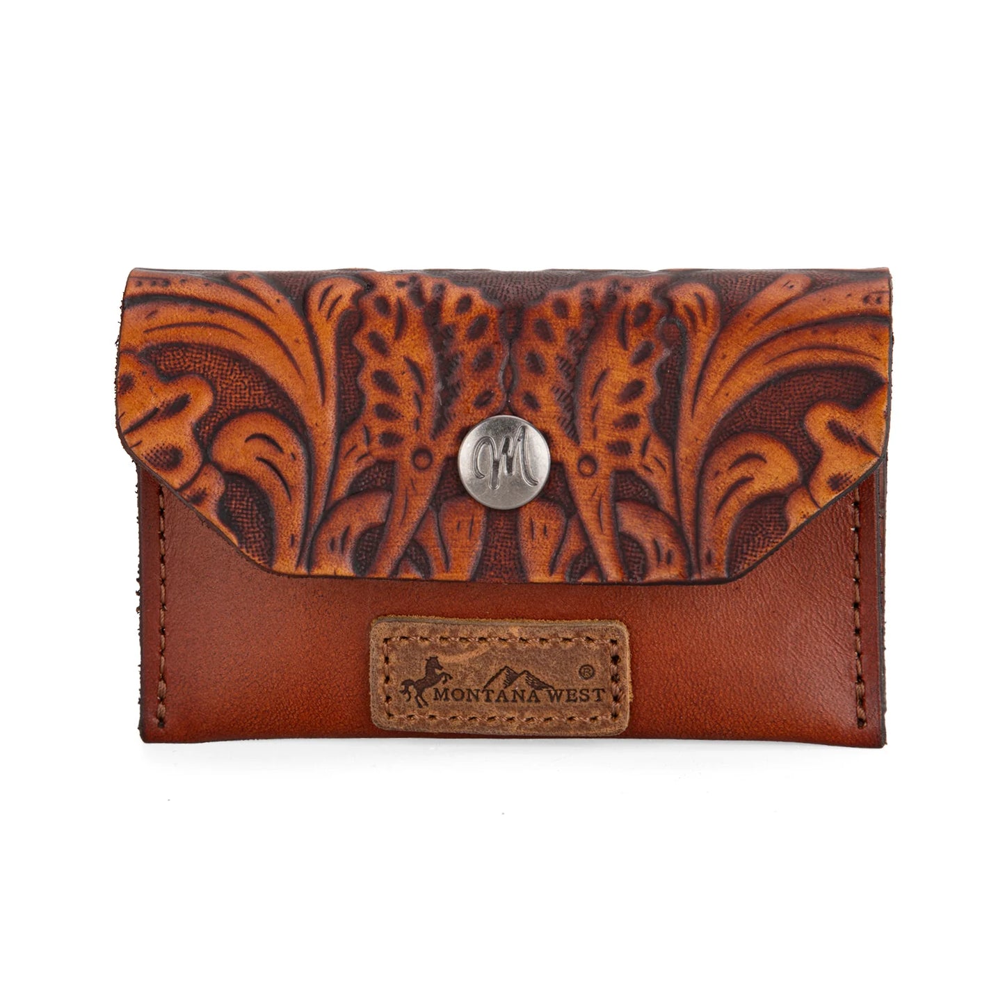 Tooled Mini Card Case - Brown