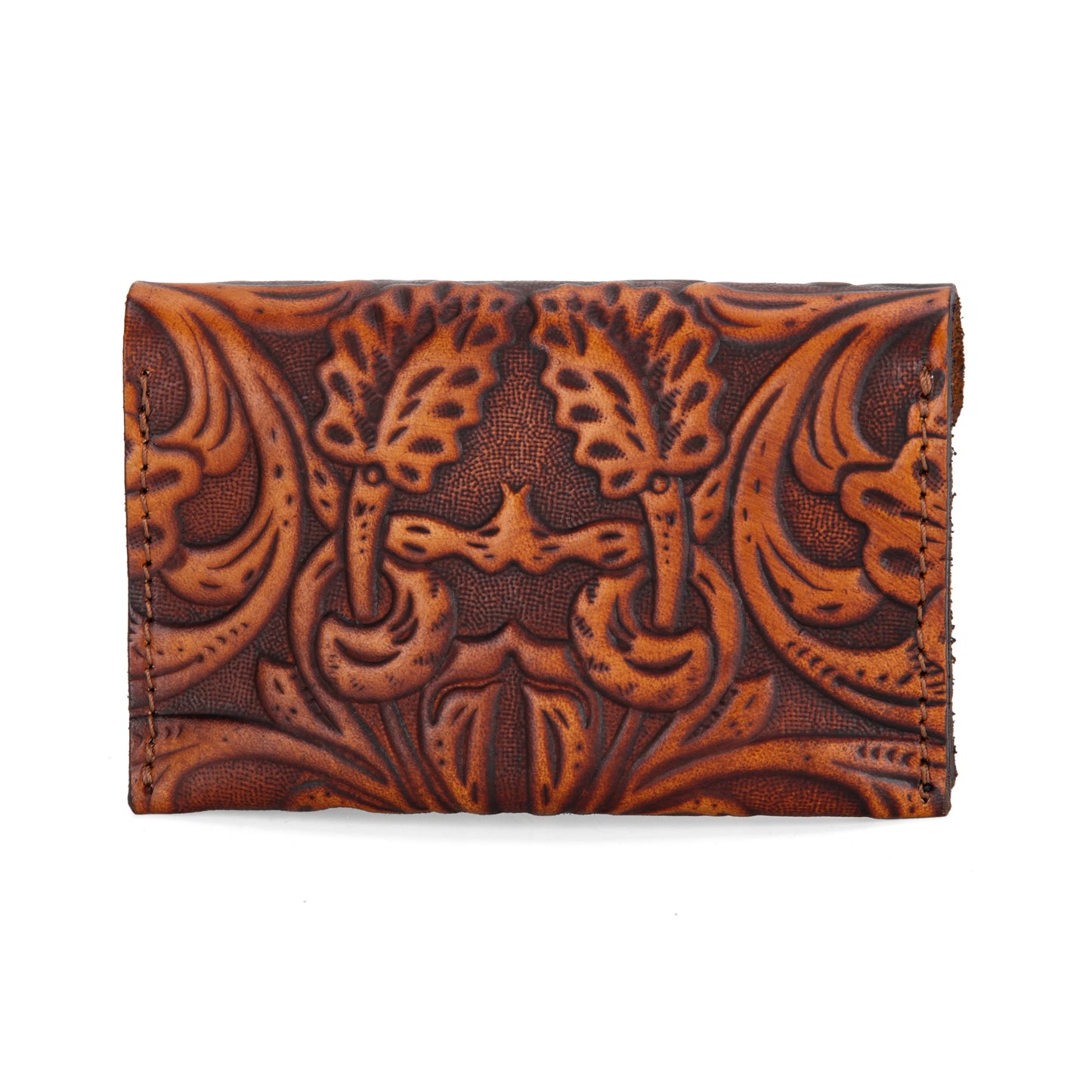 Tooled Mini Card Case - Brown