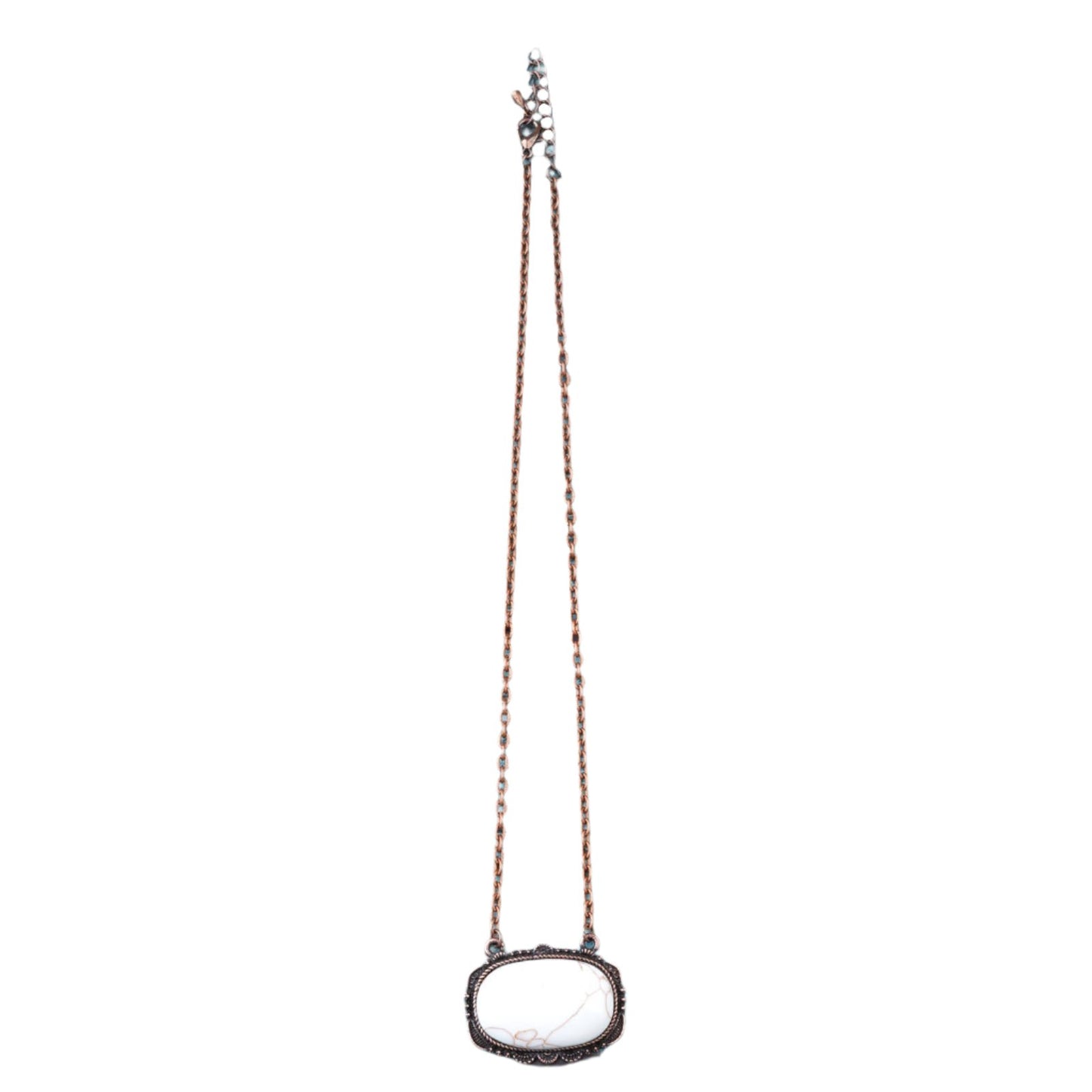 Oval Stone Copper Necklace 18"