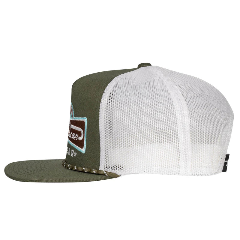 Olive & White Diamond Banner Hat