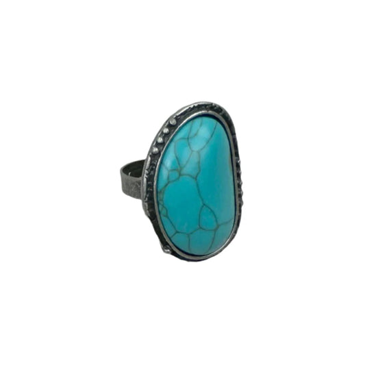 Silver Oval Ring - Turquoise