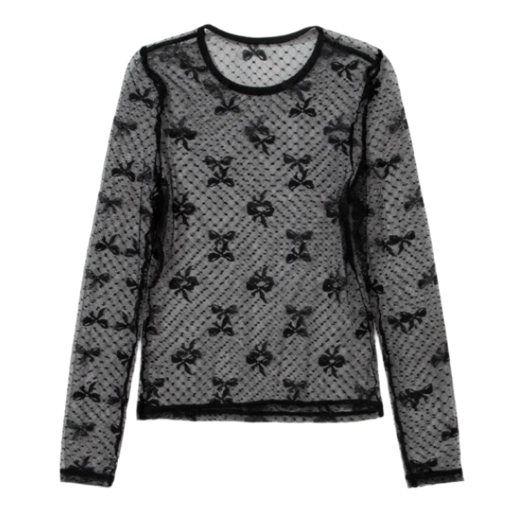 Bow Pattern Mesh L/S