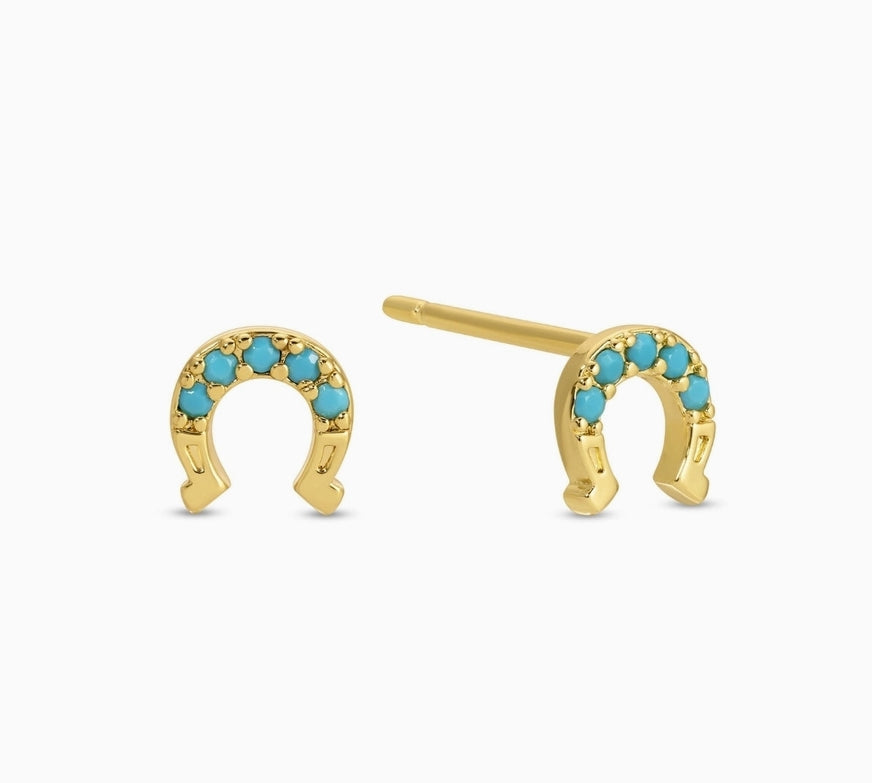Light Blue Horseshoe Studs