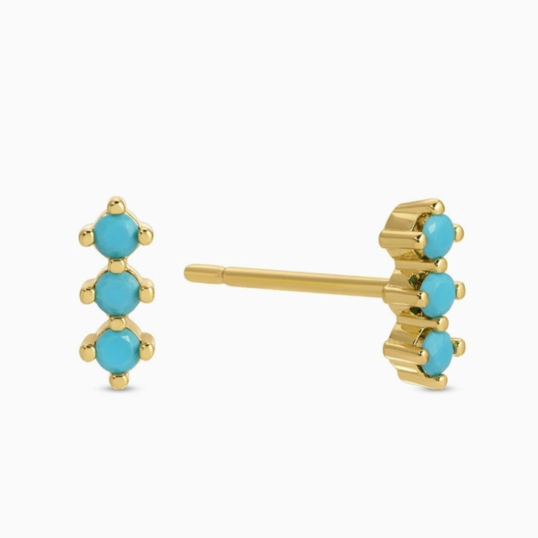 Triple Cz Bar Studs