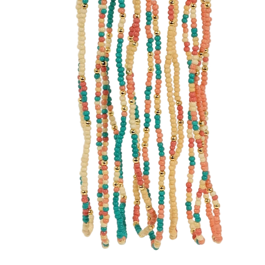 Seed Bead Necklaces - Teal/Peach/Yellow