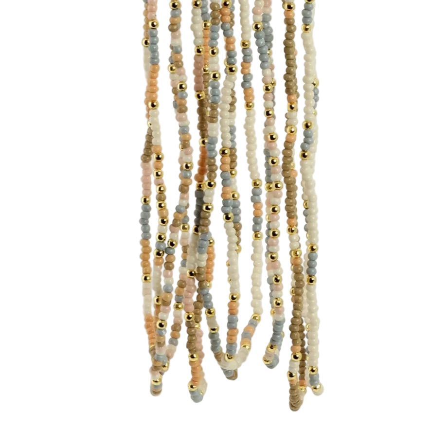 Seed Bead Necklaces - Taupe/Peach/Grey