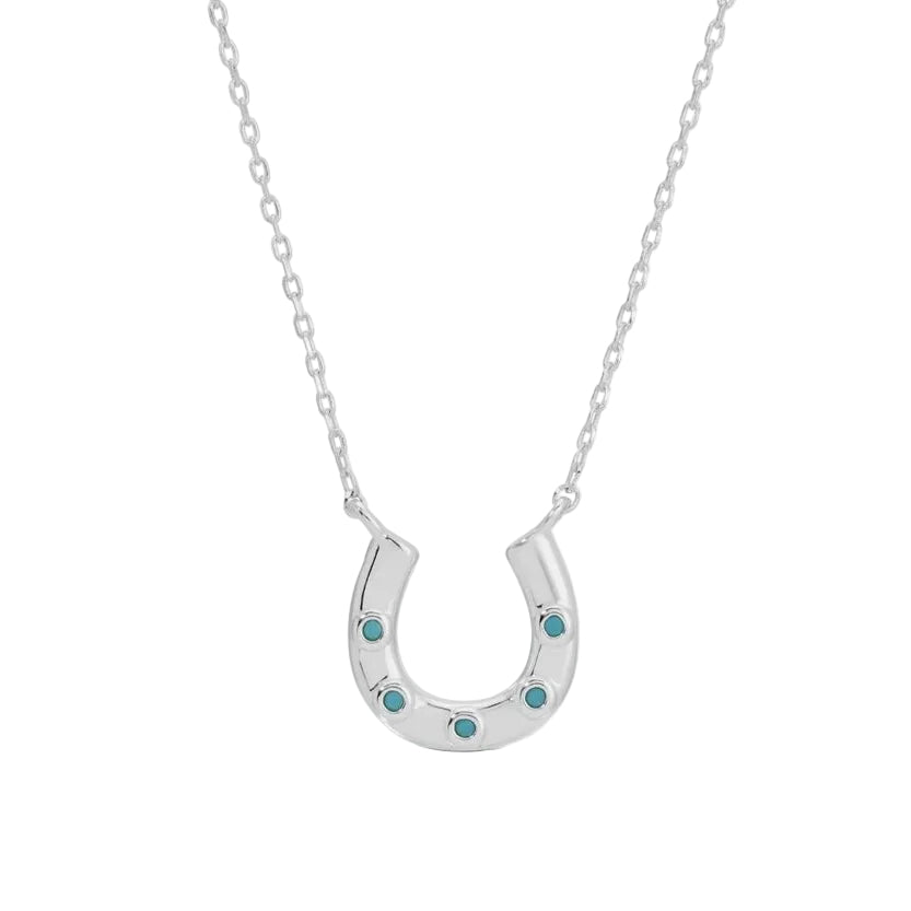 Horseshoe Pendant with Light Blue Accents