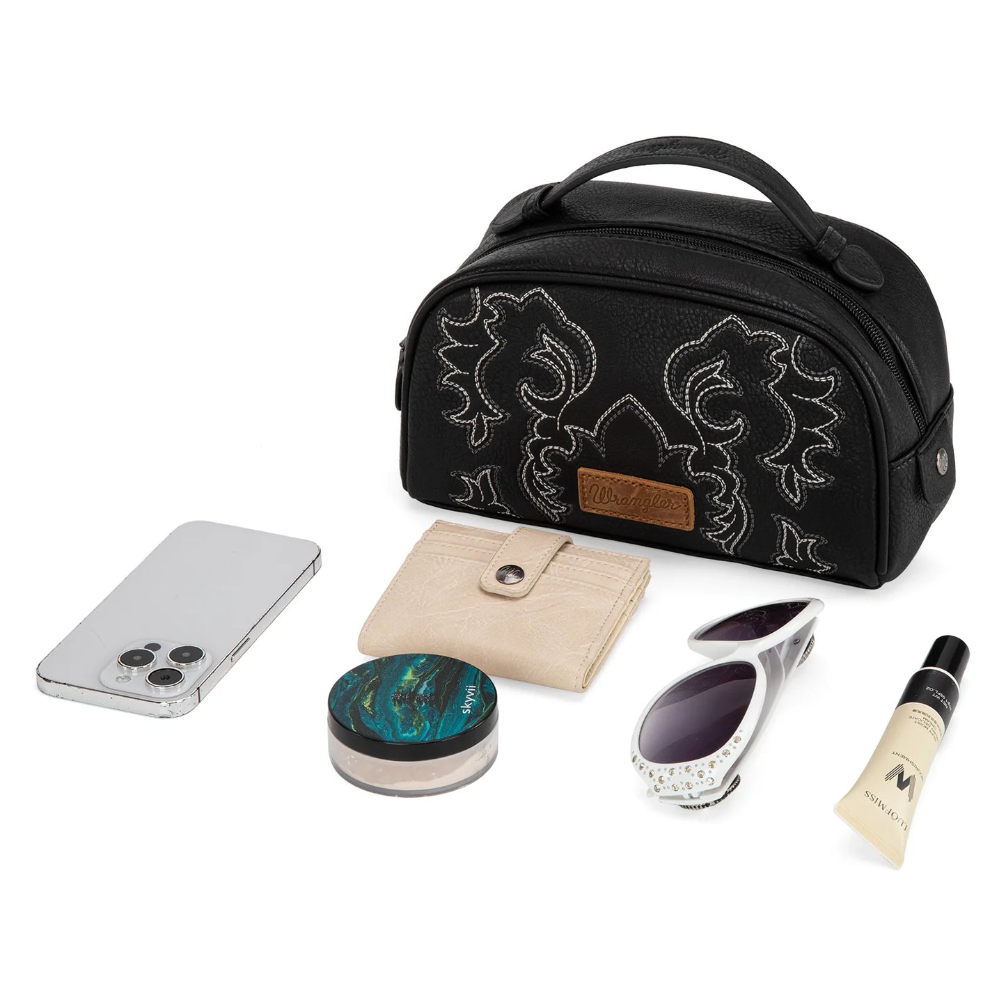 Embroidered Travel Pouch - Black