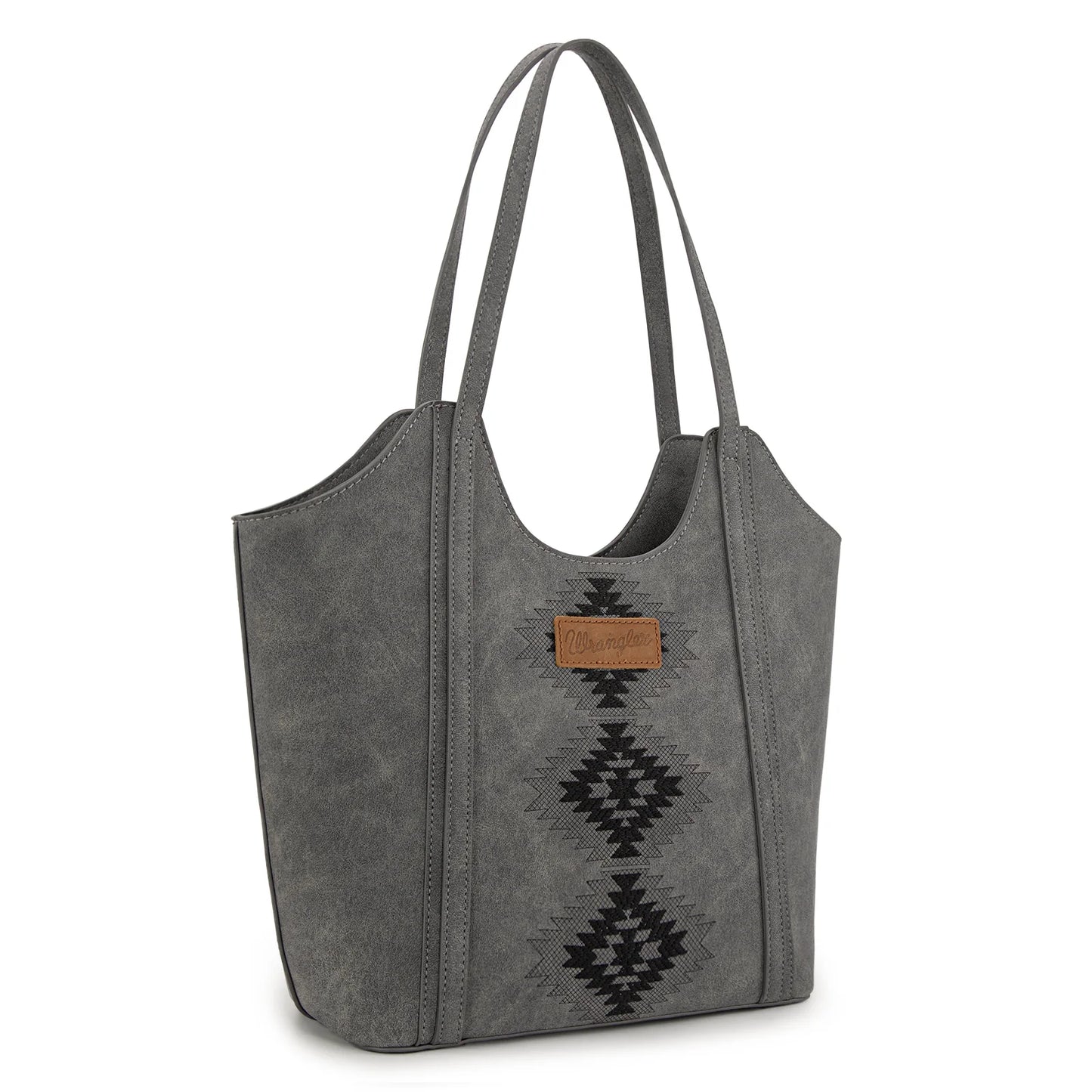 Aztec Embroidered Tote - Black