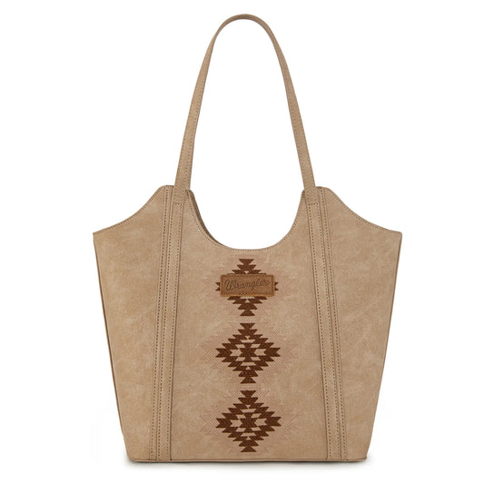 Aztec Embroidered Tote - Tan