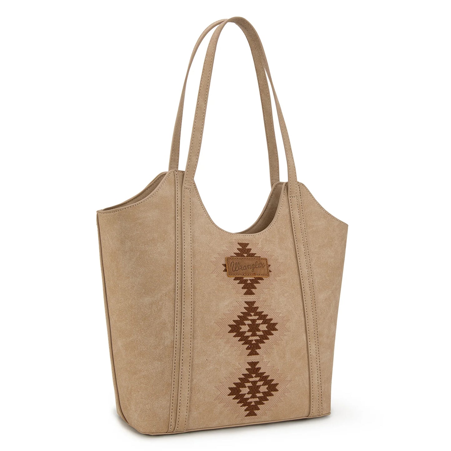 Aztec Embroidered Tote - Tan