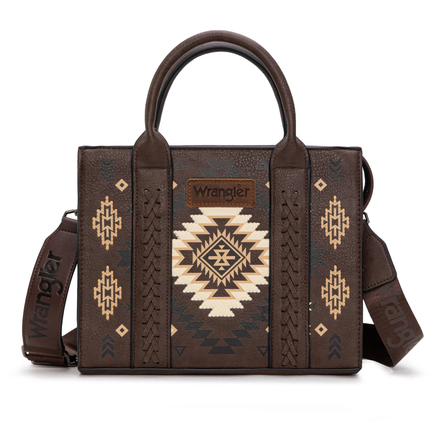 Aztec Pattern Tote - Coffee