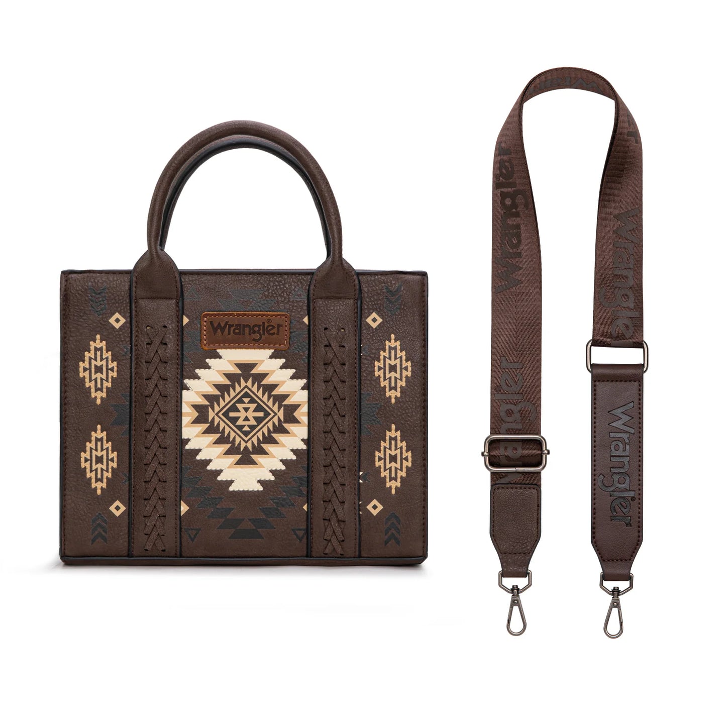 Aztec Pattern Tote - Coffee
