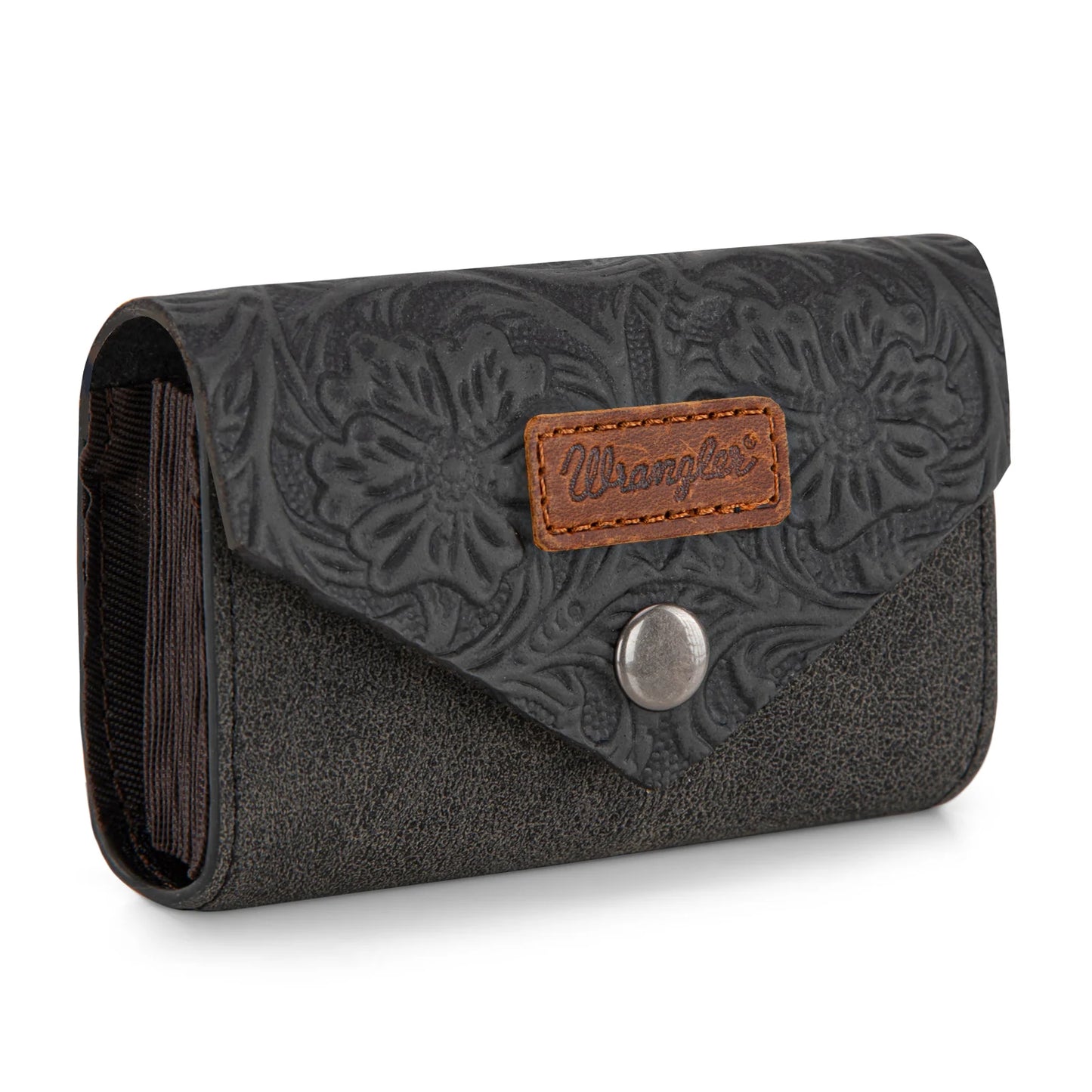 Floral Tooled Card Holder - Black