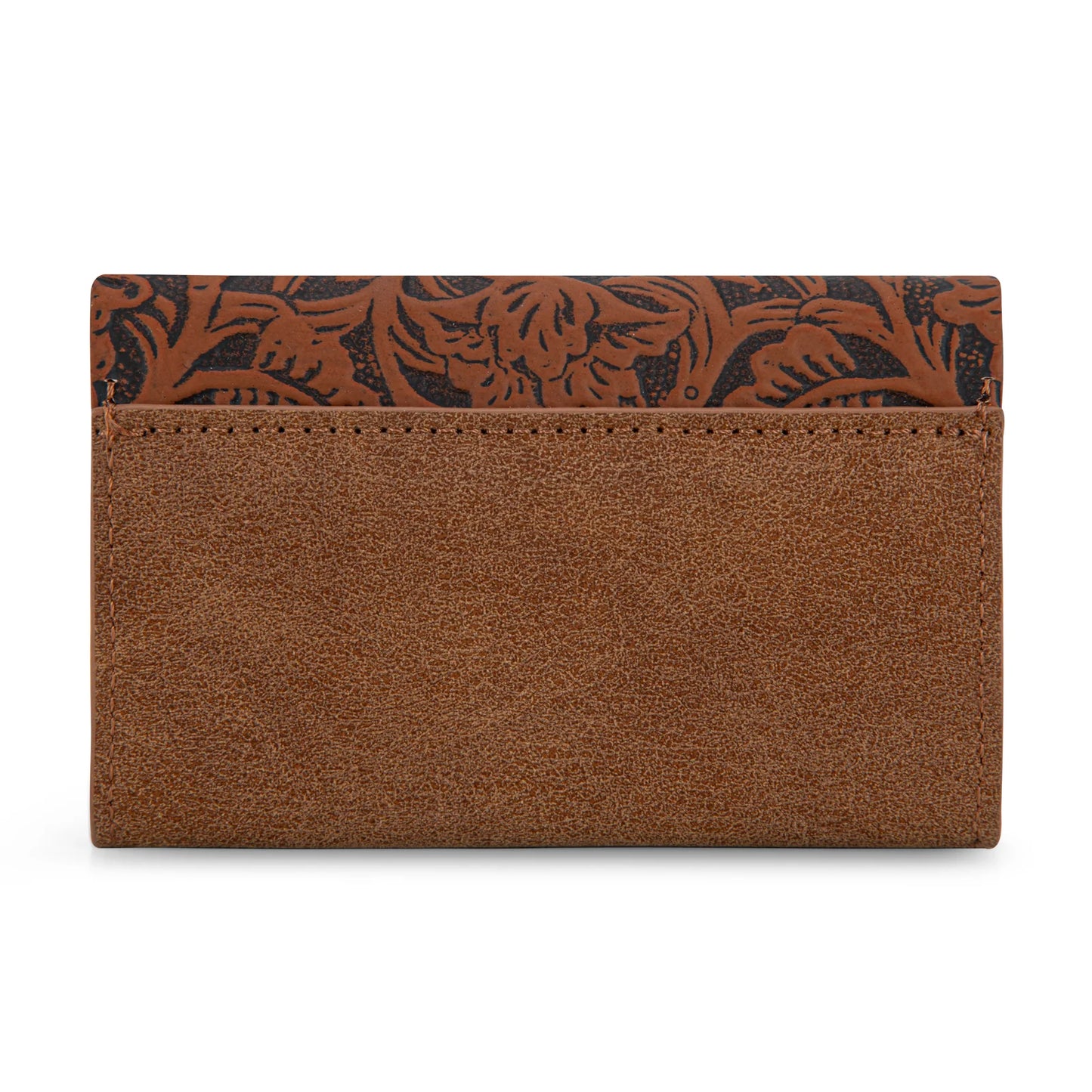 Floral Tooled Card Holder - Brown