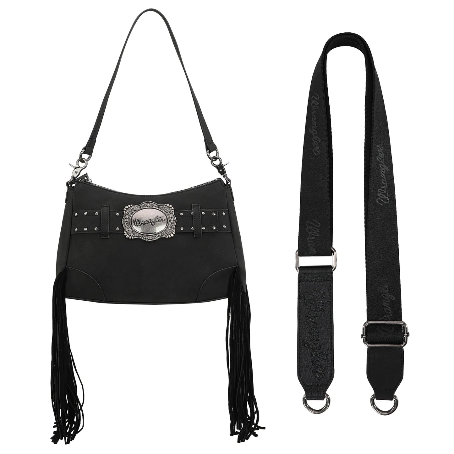 Fringe Buckle Bag - Black