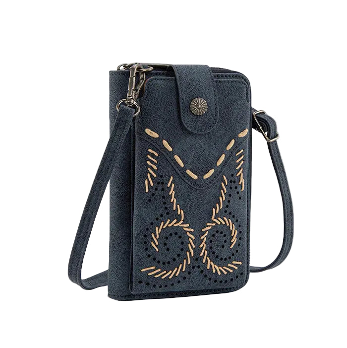 Whipstitch Crossbody Cellphone Purse - Navy
