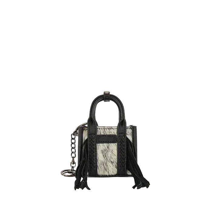 Cowhide Mini Fringe Tote - Black